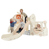 ZNTS Kids Slide Playset Structure 9 in 1, Freestanding Castle Climbing Crawling Playhouse with Slide, PP307713AAH