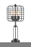 ZNTS 26"H BLACK INDUSTRIAL WIRE CAGE TABLE LAMP W/ EDISON BULB B080107006