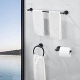 ZNTS Bathroom Hardware Set, Thicken Space Aluminum 3 PCS Towel bar Set- Matte Black 16-27 Inches 41452041