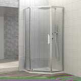 ZNTS Shower Door 34-1/8" x 72" Semi-Frameless Neo-Angle Hinged Shower Enclosure, Chrome W124366340