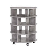 ZNTS [New Design] Round pushable wooden shoe cabinet on wheels for 16-20 pairs of shoes-Brown W2272140325