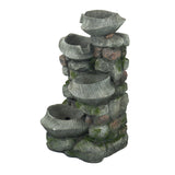 ZNTS 19x15x31.5" Indoor Outdoor Stone Water, 4-Tier Polyresin Cascading Rock Bowl Freestanding W2078124491