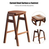 ZNTS 3 PCS Pub Dining Set Retro Bar Table Rubber Wood Stackable Backless High Stool for 2 with Shelf and W69165658
