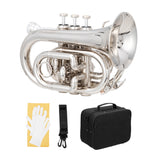 ZNTS Brass Bb Pocket Trumpet Mini Trumpet with 7C Mouthpiece Silver 52272352