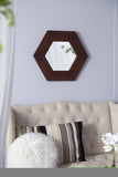 ZNTS 18.5" x 18.5" Hexagon Mirror with Solid Wood Frame, Wall Decor for Living Room Bathroom Hallway, W2078133975
