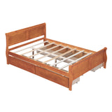 ZNTS Full Size Wood Platform Bed with 4 Drawers and Streamlined Headboard & Footboard, Oak WF308631AAD