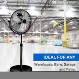 ZNTS Simple Deluxe 18 Inch Pedestal Standing Fan, High Velocity, Heavy Duty Metal For Industrial, HIFANXSTAND18