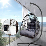 ZNTS Swing Egg Chair with Stand Indoor Outdoor Wicker Rattan Patio Basket Hanging Chair with C Type W1132103485