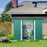 ZNTS 4.2 x 9.1 Ft Outdoor Storage Shed, Metal Tool Shed with Lockable Doors Vents, Utility Garden Shed W2181P156874
