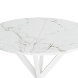 ZNTS 31.5'' Modern Cross Leg Round Dining Table, White Marble Top Occasional Table, Two Piece Removable W757140955