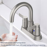 ZNTS Bathroom Faucet Brushed Nickel 2-Handle Bathroom Sink Faucet 360 Degree High Arc Swivel Spout 60669503