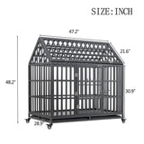 ZNTS Heavy Duty Dog Cage pet Crate with Roof & window on roof W206115370