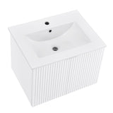 ZNTS 24" Floating Wall Mounted Bathroom Vanity with White Porcelain Sink and Soft Close Doors W1781140225