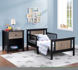 ZNTS Connelly Reversible Panel Toddler Bed Black/Vintage Walnut B02257225