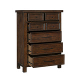 ZNTS Classic Bedroom Brown Finish 1pc Chest of Drawers Mango Veneer Wood Transitional Furniture B01151900