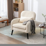 ZNTS Accent chair, KD solid wood legs with black painting. Fabric cover the seat. With a cushion. W72865875