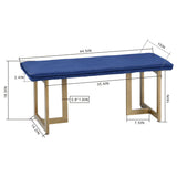 ZNTS Set of 1 Upholstered Velvet Bench 44.5" W x 15" D x 18.5" H,Golden Powder Coating Legs - BLUE W131471379