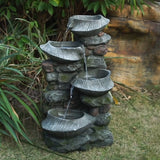 ZNTS 19x15x31.5" Indoor Outdoor Stone Water, 4-Tier Polyresin Cascading Rock Bowl Freestanding W2078124491