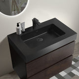 ZNTS BB02-30-109, Integrated engineered quartz basin WITHOUT drain and faucet, matt black color W1865107122