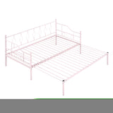 ZNTS Twin Size Metal Daybed with Trundle, Daybed with Slat No Box required Pink MF296396AAH