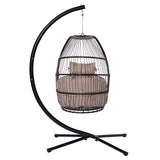 ZNTS Patio Wicker folding Hanging Chair,Rattan Swing Hammock Egg Chair with X type Base and C Type 77310809