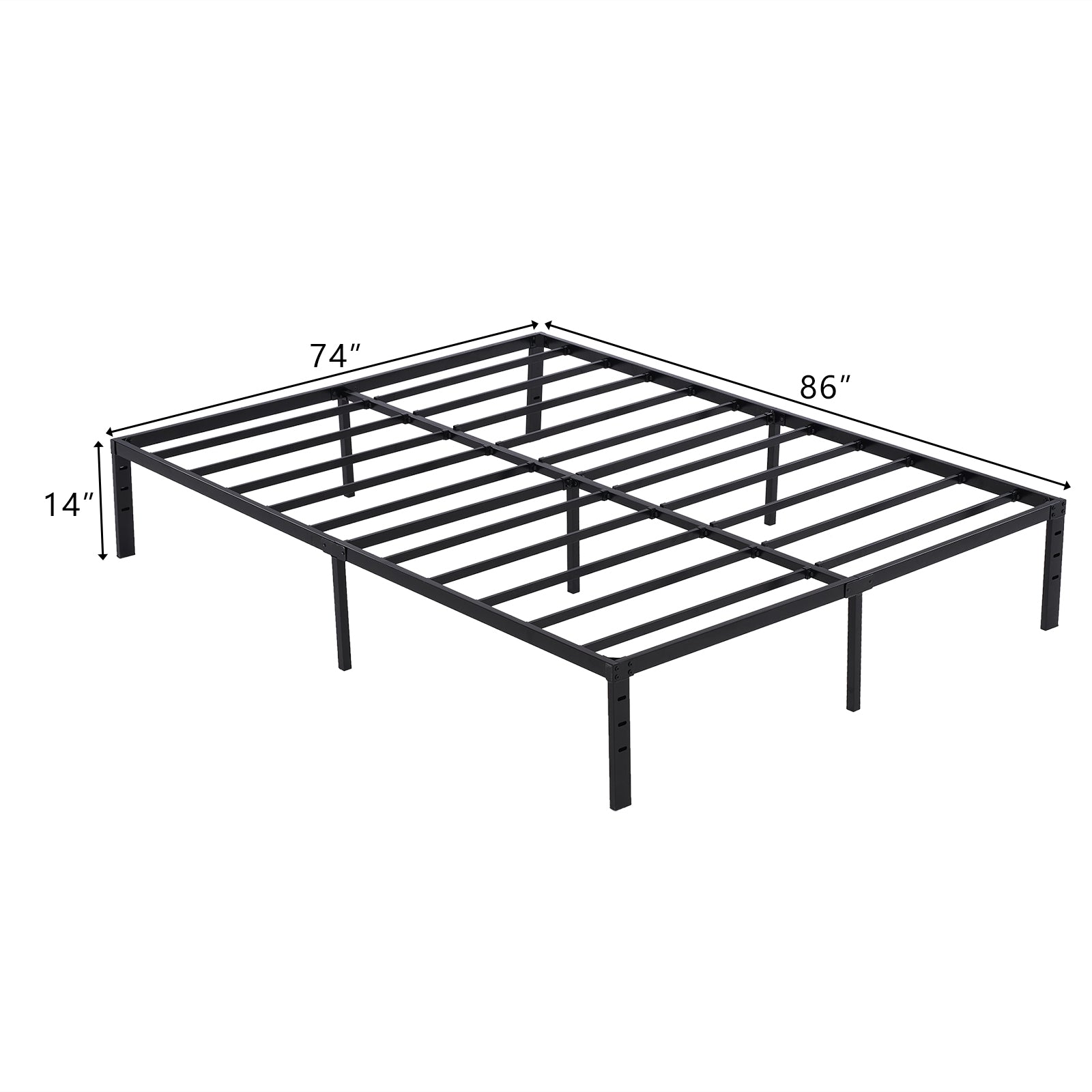 ZNTS 218.5*188*35.5cm Bed Height 14" Simple Basic Iron Bed Frame Iron Bed Black 52496020