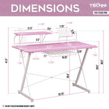 ZNTS Techni Sport TS-200 Carbon Computer Gaming Desk with Shelving, Pink B031128275