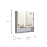ZNTS Jaspe Mirror Cabinet, Three Internal Shelves, One Open Shelf, Double Door Cabinet -White B07091916