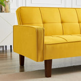 ZNTS Yellow Linen Sofa Bed, Convertible Sleeper Sofa with Arms, Solid Wood Feet and Plastic Centre Legs 69883148