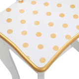 ZNTS Three Fold Mirror Single Drawing Curved Foot Children Dressing Table Yellow Dots 13820391