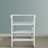ZNTS 27 Inch Pinewood Ladder Bookcase, 4 Tier Open Shelves, Weathered White B05691218