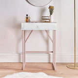 ZNTS Tempered Glass Marble Pattern Small Makeup Table Dressing Table Nightstands Bedroom Livingroom W1043119954