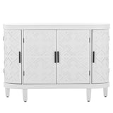 ZNTS U-Style Accent Storage Cabinet Sideboard Wooden Cabinet with Antique Pattern Doors for Hallway, WF298818AAK