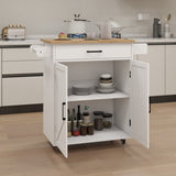 ZNTS Kitchen island rolling trolley cart with Adjustable Shelves & towel rack & seasoning rack rubber W282108546