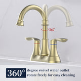 ZNTS Bathroom Faucet Brushed Gold with Pop up Drain & Supply Hoses 2-Handle 360 Degree High Arc Swivel 82832959