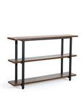 ZNTS Console Table, 55” Industrial Entryway Table with 3-Tier Storage Shelves, Rustic Wood and Metal 91487886