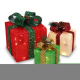 ZNTS Box ABS Plastic Frame LED60 Light Warm White Light Three-Piece Set Onion Cloth Christmas Gift Box 51784499