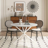 ZNTS 42.13'' Modern Cross Leg Round Dining Table, White Marble Top Occasional Table, Two Piece Removable W757140952