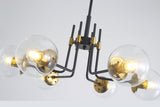 ZNTS Modern American style chandelier-black gold iron-glass lampshade -6 bulbs W116978778