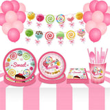 ZNTS Candyland Plates Colorful Candies Lollipops Disposable Paper Plates Party Supplies Happy Birthday 11870697