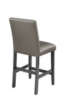 ZNTS Traditional Modern 2pc Set Counter Height Dining Side Chairs Upholstered PU Fabric Zinc Gunmetal B011135285