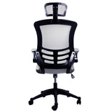 ZNTS Techni Mobili Modern High-Back Mesh Executive Office Chair with Headrest and Flip-Up Arms, Silver RTA-80X5-SG