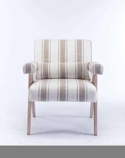 ZNTS Accent chair, KD rubber wood legs with black finish. Fabric cover the seat. With a cushion.Grey W72870354