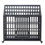 ZNTS Heavy Duty Dog Cage pet Crate with Roof & window on roof W206115370