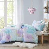 ZNTS Watercolor Tie Dye Printed Comforter Set with Throw Pillow B03595946