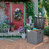 ZNTS 51gal 195L Outdoor Garden Plastic Storage Deck Box Chest Tools Cushions Toys Lockable Seat 97153412