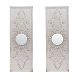 ZNTS Set of 2 Large Wooden Wall Art Panels with Distressed White Finish and Round Mirror Accents,17" x W2078130284