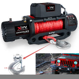 ZNTS XPV Electric Winch 10000 LBS 12V Synthetic Rope Load Capacity Red Rope Jeep Towing Truck Off Road W121883548