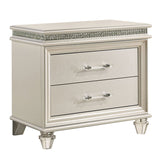 ZNTS Classic Pearl White 1pc Nightstand Only Contemporary Solid wood 2-Drawers Felt-lined Top English B01181028