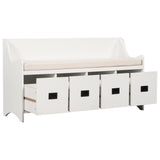 ZNTS TREXM Movable Cushion Storage Bench with Drawers and Backrest for Entryway and Living Room WF287471AAK